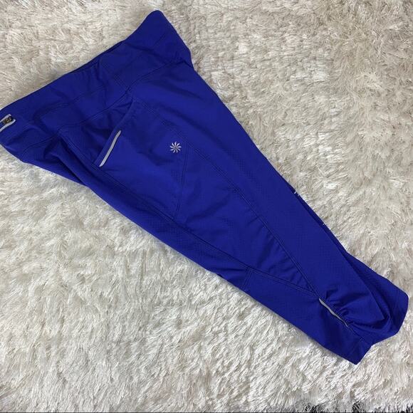 Athleta Bright Royal Blue Crop Leggings Sz Small - Picture 4 of 7